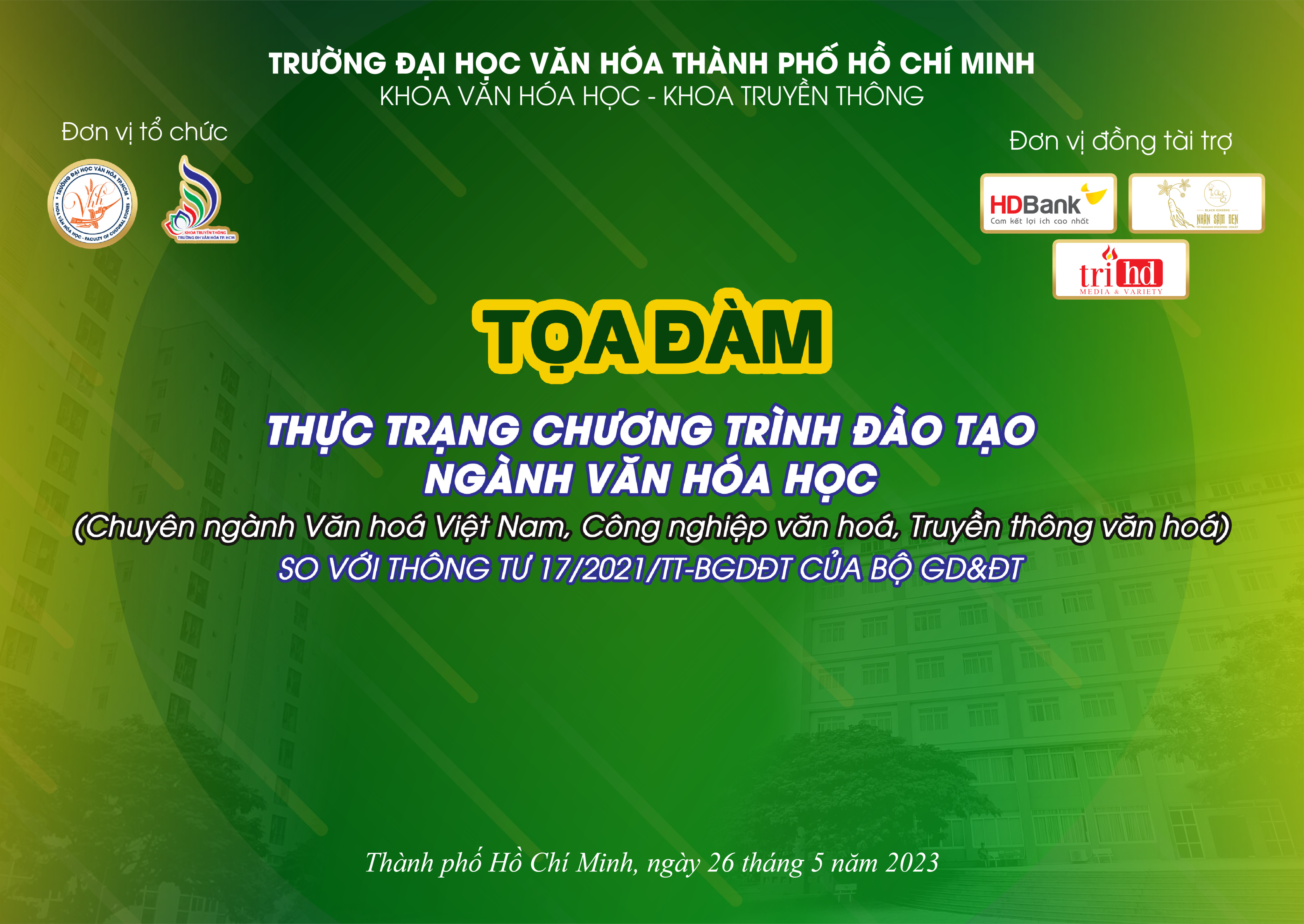 Thông báo tổ chức tọa đàm “Thực trạng chương trình đào tạo so với Thông tư số 17/2021/TT- BGDĐT của Bộ Giáo dục và Đào tạo”